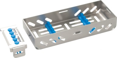 1/4 ECO Cassette for 5 instruments, Dimensions: 72x184x34mm, red, stainless steel