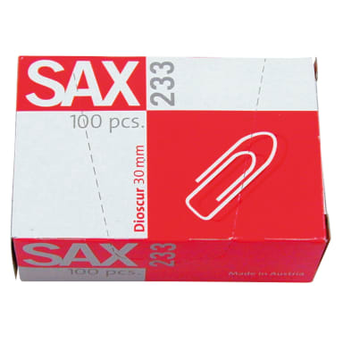 Sax paper clip 30 mm galvanised 100 pieces