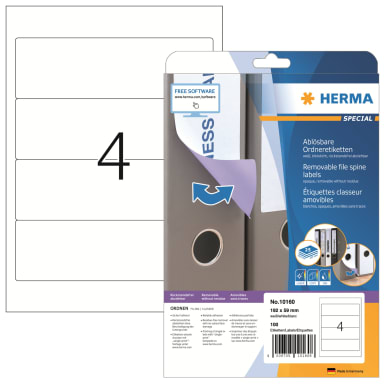Herma binder label self-adhesive removable 100 pieces white