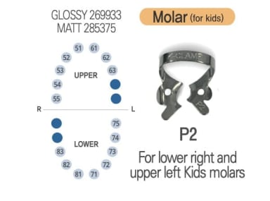 SHINHUNG K-CLAMPS Universal clamp for children's dental dam, Model: P2, Color: Glossy