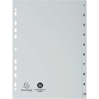 Exacompta index divider set A4 PP 1-10 grey