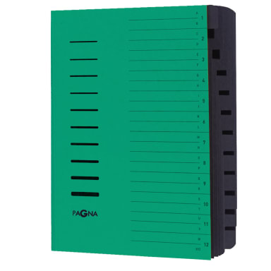 Pagna sorting folder A4 12 compartments A-Z/1-12 green