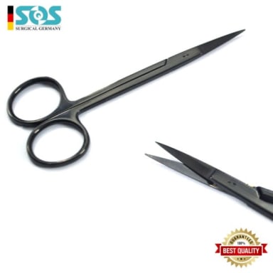 Iris Scissors, Black Coated, Length = 11.5 cm, Straight