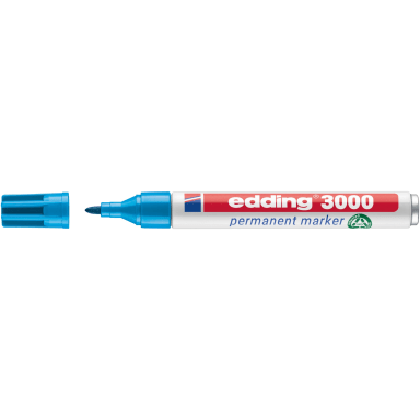 edding permanent marker 3000 1.5-3 mm bullet tip light blue