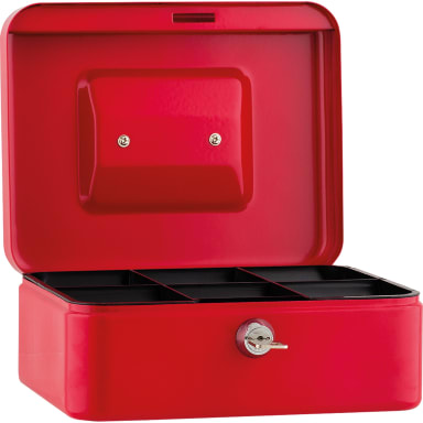 Cash box 20x9x16 cm 6 compartments red
