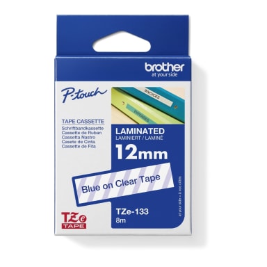 Brother label tape cassette TZE133 12 mm x 8 m blue on clear
