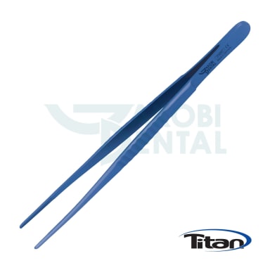 Tissue pliers DeBakey TP 5090, straight, atraumatical, multiple toothed, 150mm, made of titanium, blue anodized