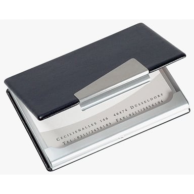 Sigel business card case 20 cards aluminium/leather look