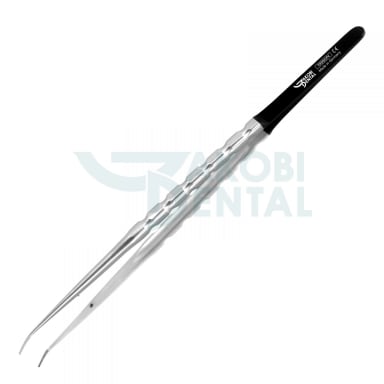 Micro surgical tissue pliers TPDSCPV, 180mm, 1x2 toothed, curved, Diamond powdered, stainless steel