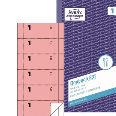 Avery Zweckform receipt book 105x198 mm 300 sheets pink