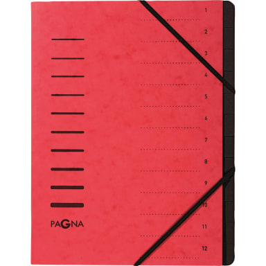Pagna sorting folder A4 12 compartments pressboard red