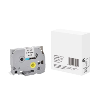 Label tape cassette compatible with Brother TZe241 18 mm x 8 m black on white