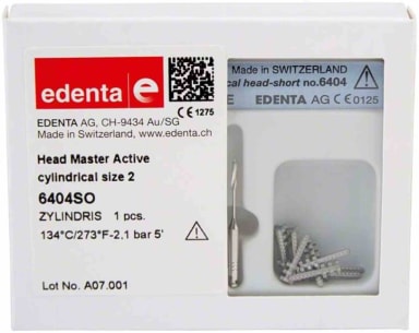 Edenta Headmaster Active Cilindrisch Kort Maat 2 Zwart