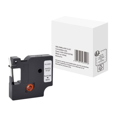 Label tape cassette compatible with Dymo S0720780 6 mm x 7 m black on white