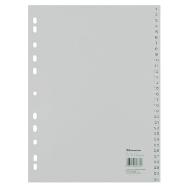 Soennecken index divider set A4 1-31 full height PP grey