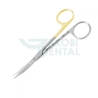 Surgical scissors Goldmann-Fox S 16SC, curved, SuperCut, serrated, total length 130mm, stainless steel