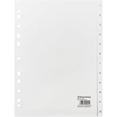 Soennecken index divider set A4 1-12 full height PP white