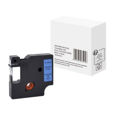 Label tape cassette compatible with Dymo S0720560 12 mm x 7 m black on blue