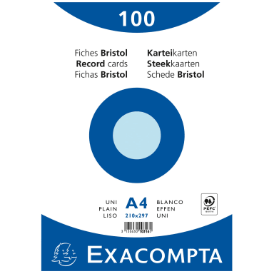 Exacompta index card A4 blank 100 pieces blue