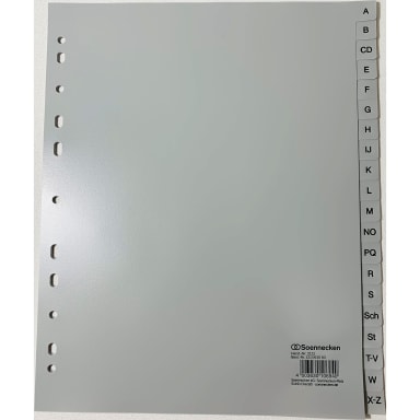 Soennecken index divider set A4 A-Z full height extra wide PP grey