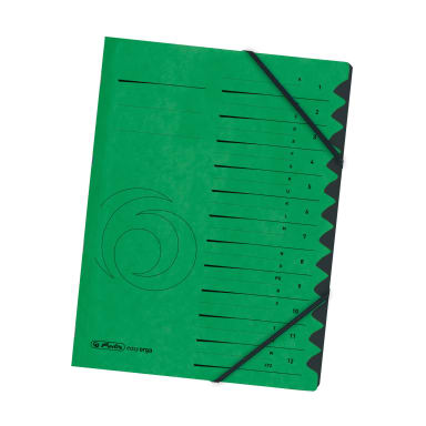Herlitz sorting folder A4 12 compartments cardboard green