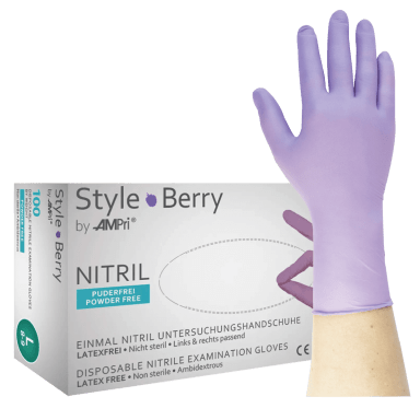 Style Berry - Nitrilhandschuhe lila, puderfrei - S (100 Stück)