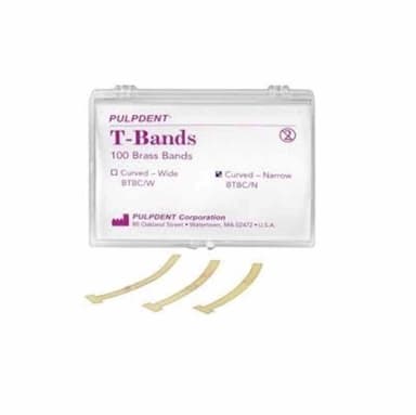 Pulpdent T-banden gebogen smal messing (100 stuks)