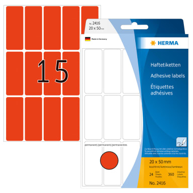 Herma multi-purpose label 20x50 mm 360 pieces luminous red