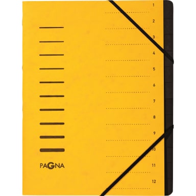 Pagna sorting folder A4 12 compartments pressboard yellow
