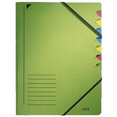 Leitz sorting folder A4 7 compartments coloured cardboard green