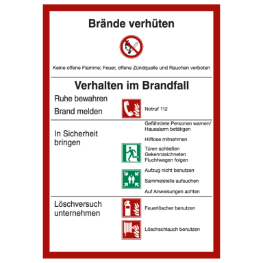 Marahrens information sign prevent fires DIN14096
