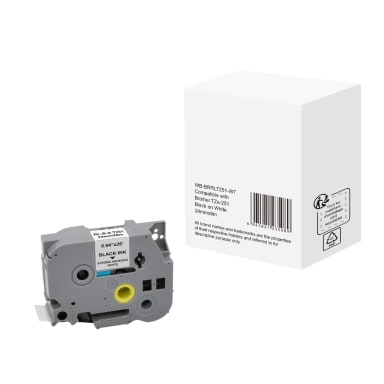 Label tape cassette compatible with Brother TZe251 24 mm x 8 m black on white