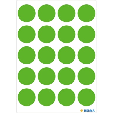 Herma marking dot 19 mm 100 pieces fluorescent green