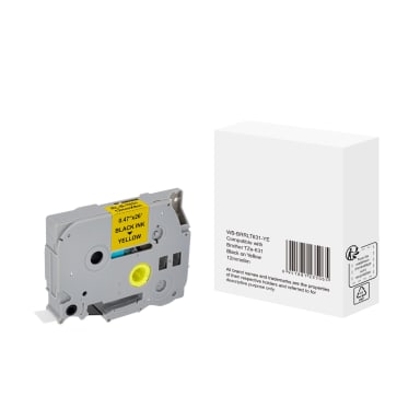 Label tape cassette compatible with Brother TZe631 12 mm x 8 m black on yellow
