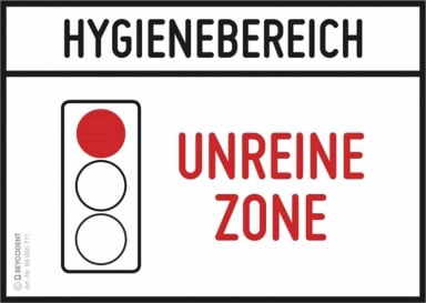 Aufklebeschild Hygiene "unreine Zone"
