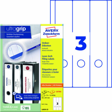 Avery Zweckform binder label 59x297 mm 90 pieces white