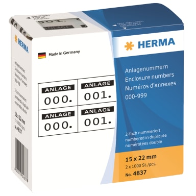 Herma enclosure number 15x22 mm 1,000 pieces black