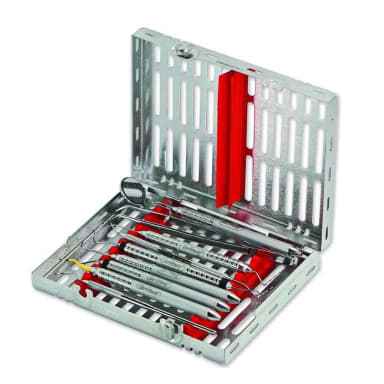 Hu-Friedy IMS Cassette Sign.1/2DIN 10 instrumenten Rood