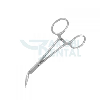 Post & Silver Point Removal Forceps RF45 45° curved, with lock, length 135mm, beaks quer serrated, with groove