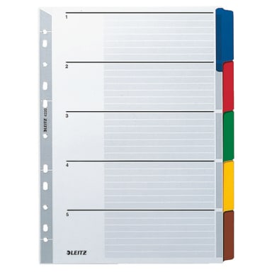 Leitz index divider set blank A4 5-part cardboard grey