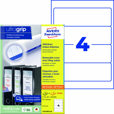 Avery Zweckform label 61x192 mm removable 120 pieces