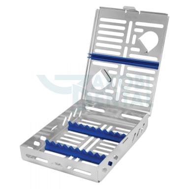 1/2 DIN Cassette for 10 instruments, Dimensions: 143x184x34mm, green, stainless steel