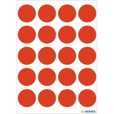 Herma marking dot 19 mm 100 pieces fluorescent red