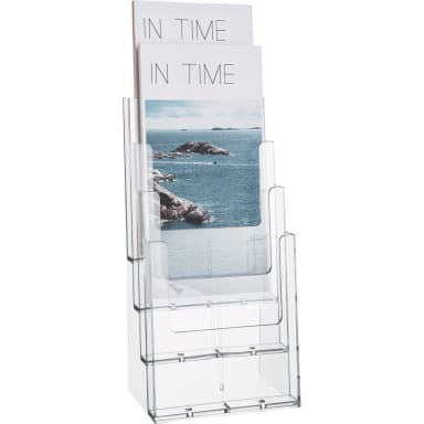 helit literature holder 4x1/3 A4 4 compartments PS crystal clear
