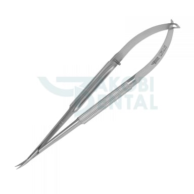 Micro surgical scissors Castroviejo S 32 total length 145mm, round handle, curved stainless steel