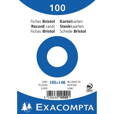Exacompta index card A6 blank 100 pieces white