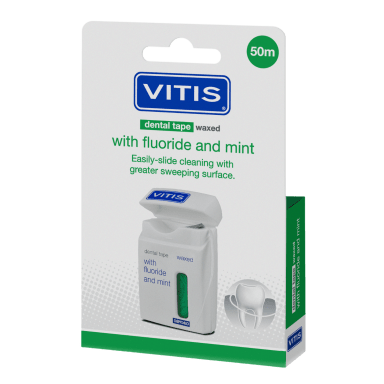 Vitis® Flosstape Waxed - Fluoride en Mint - Groen (50 m)