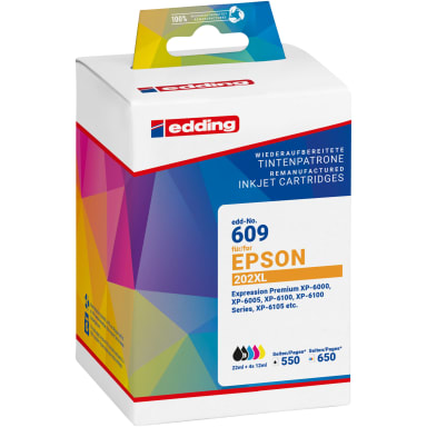 edding ink cartridge compatible with Epson 202XL black/photo black/cyan/magenta/yellow 5 pieces