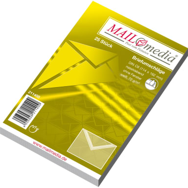 MAILmedia envelope C6 without window gummed 25 pieces white