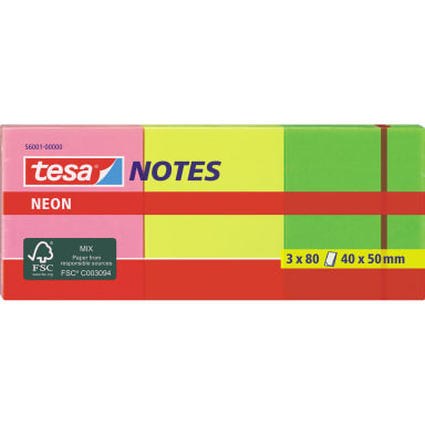 tesa sticky note pad Neon Notes 40x50 mm 3x80 sheets assorted
